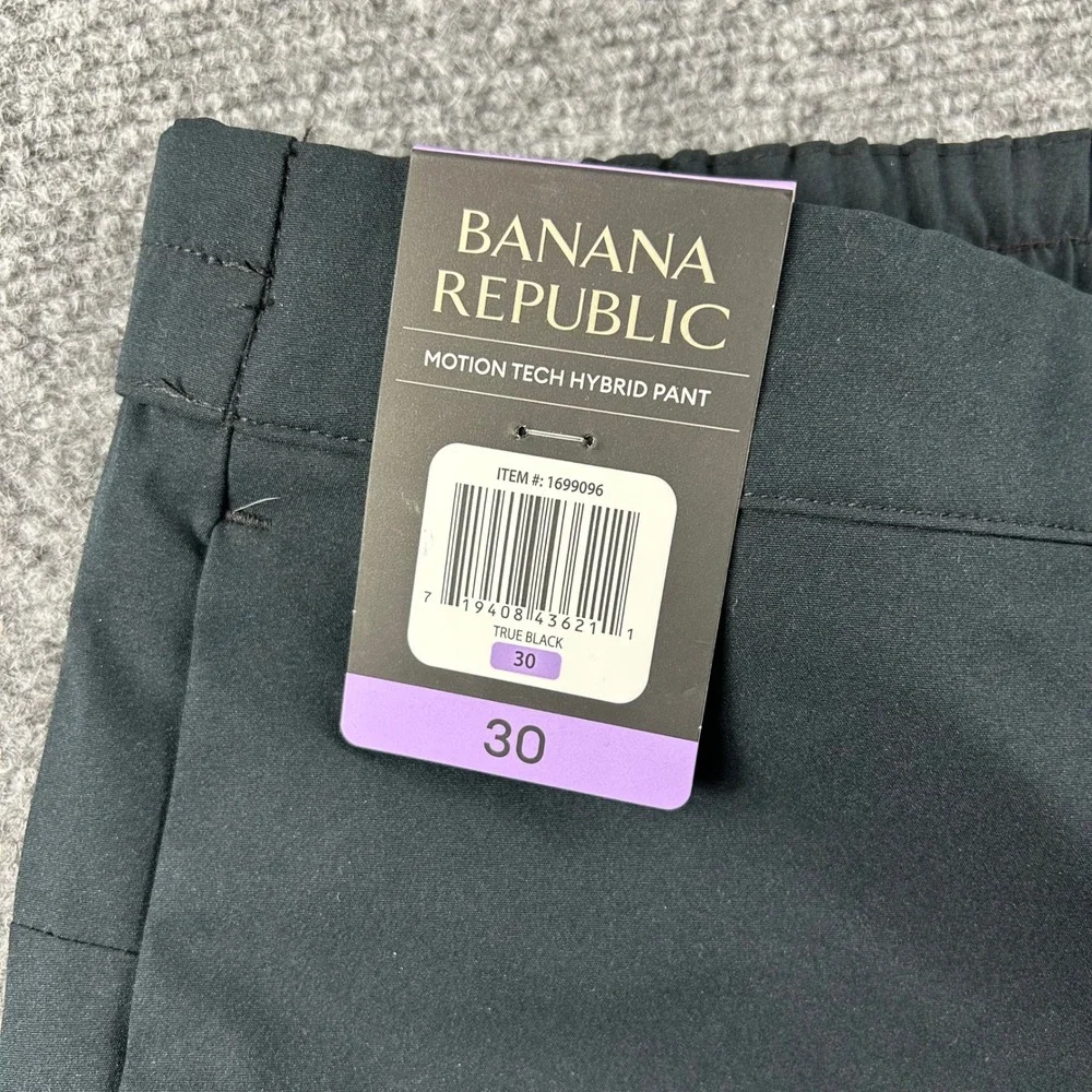 Banana Republic Motion‎ Tech Hybrid Pant Mens 30 Black Jogger Elastic Cuff NWT